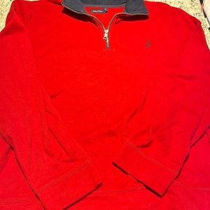 Men’s red nautical half zip